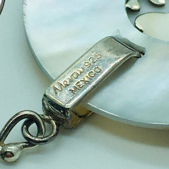 Abalone Shell Earrings Sterling Silver Etched Dangle Pierced Merav Mexico 925 - Picture 7 of 9